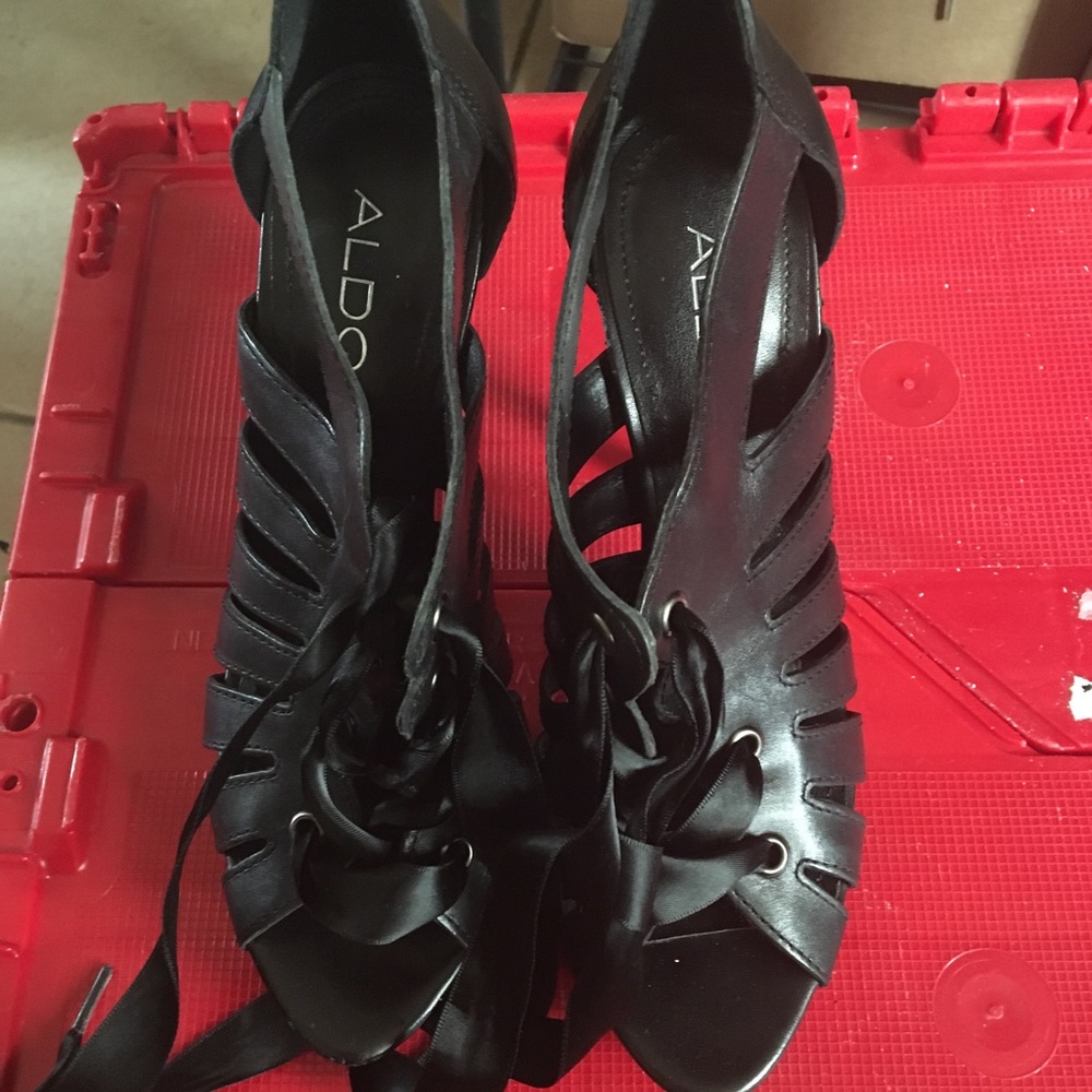 Aldo Platform Black High Heel Shoes Size 37
